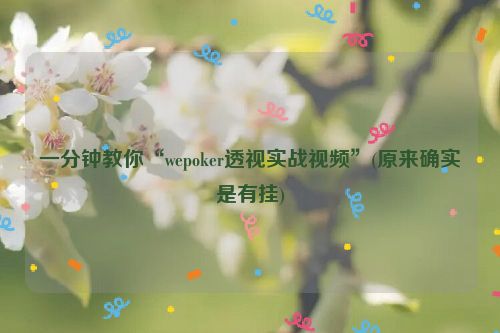 一分钟教你“wepoker透视实战视频”(原来确实是有挂)