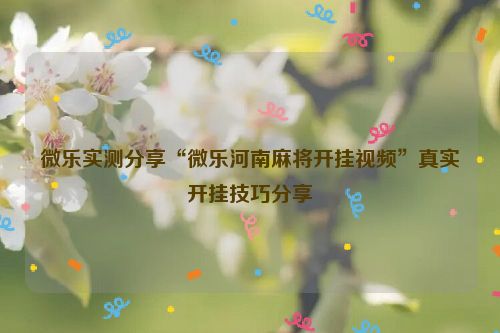 微乐实测分享“微乐河南麻将开挂视频”真实开挂技巧分享