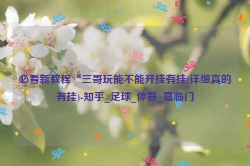 必看新教程“三哥玩能不能开挂有挂(详细真的有挂)-知乎_足球_体育_喜临门