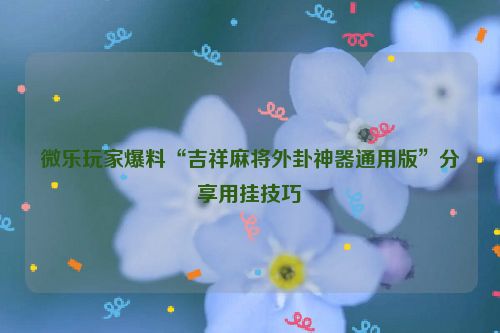 微乐玩家爆料“吉祥麻将外卦神器通用版”分享用挂技巧