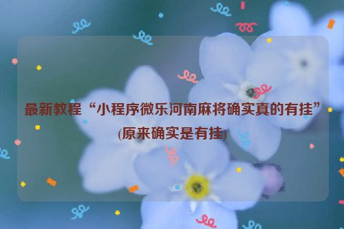 最新教程“小程序微乐河南麻将确实真的有挂”(原来确实是有挂)