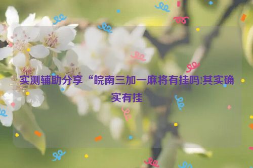 实测辅助分享“皖南三加一麻将有挂吗!其实确实有挂