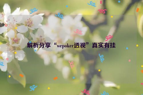 解析分享“wepoker透视”真实有挂